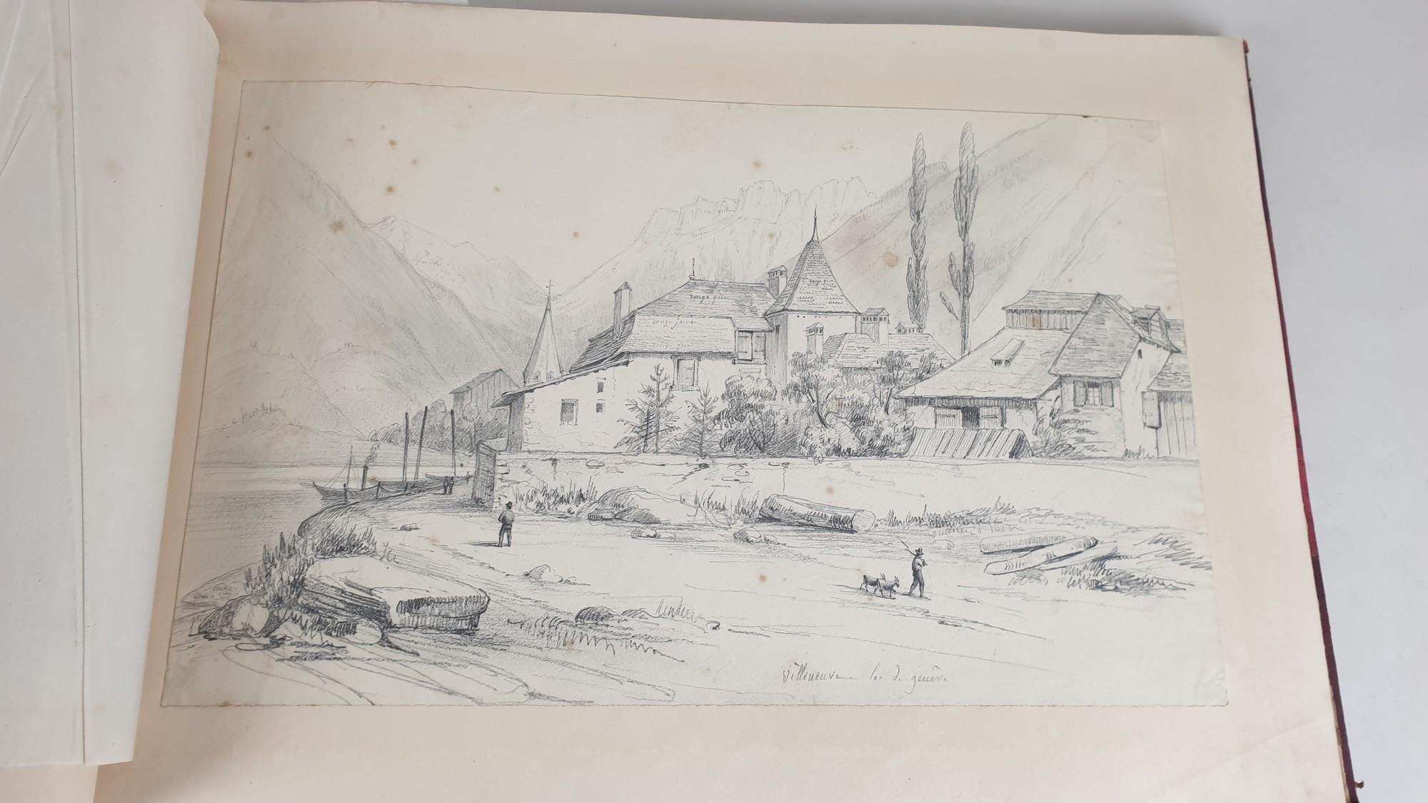 19th Century Album Of Travel Drawings, XIXth Century For Sale