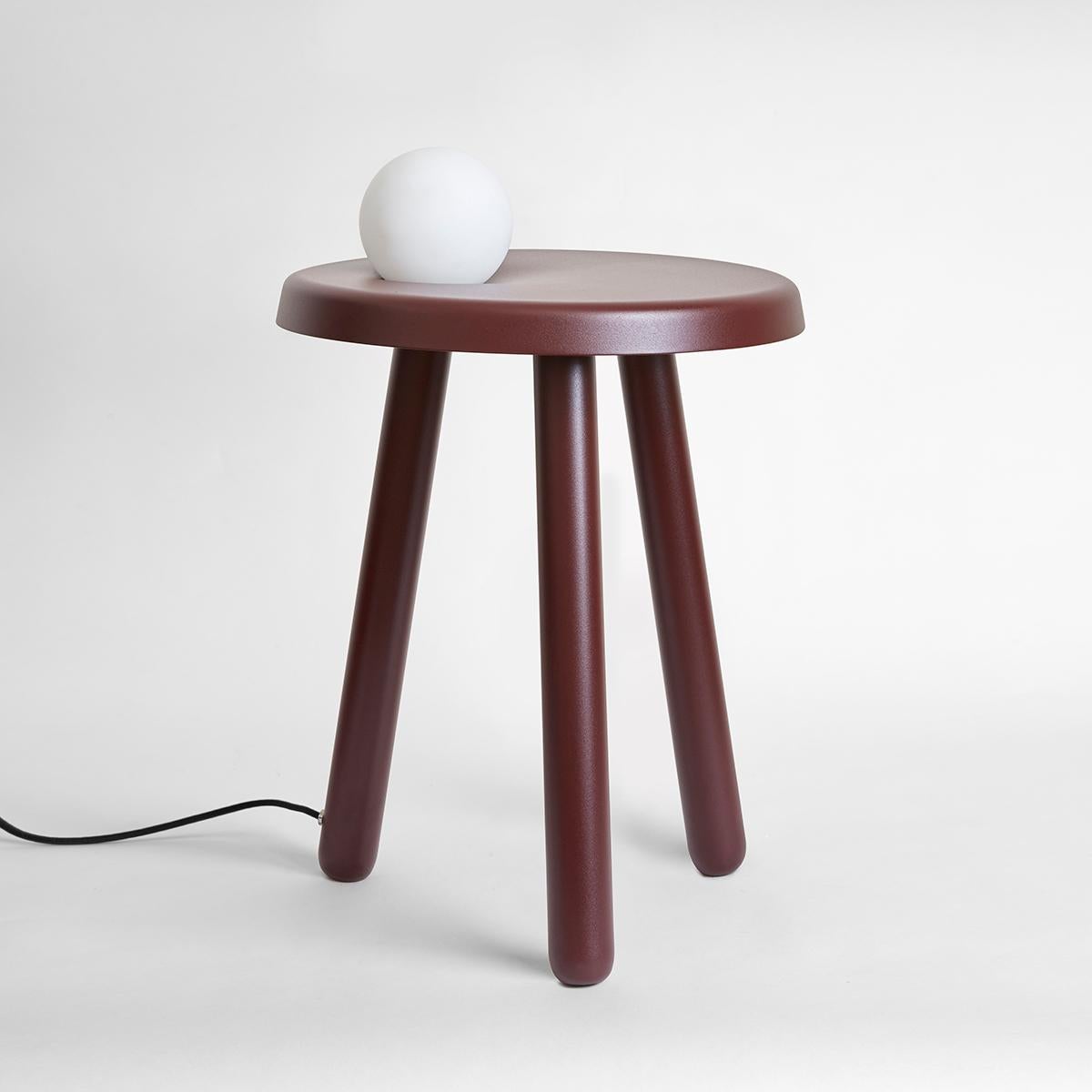 Modern Alby Black Small Table with Lamp by Mason Editions