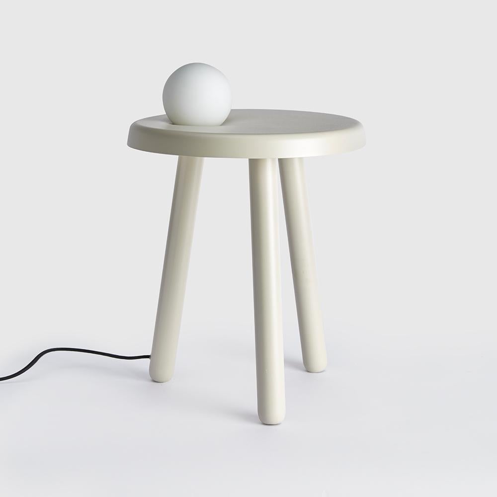 Alby Polished White Nickel Small Table with Lamp by Mason Editions In New Condition In Geneve, CH