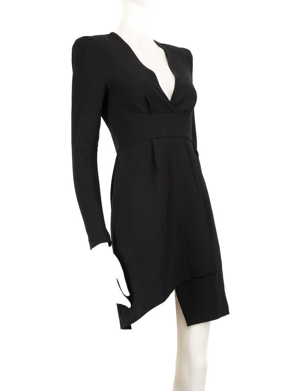 CONDITION is Very good. Hardly any visible wear to the dress is evident on this used A.L.C. designer resale item.
 
 
 
 Details
 
 
 Black
 
 Polyester
 
 Dress
 
 Long sleeves
 
 V-neck
 
 Shoulder pads
 
 Back zip and hook fastening
 
 
 
 
 
