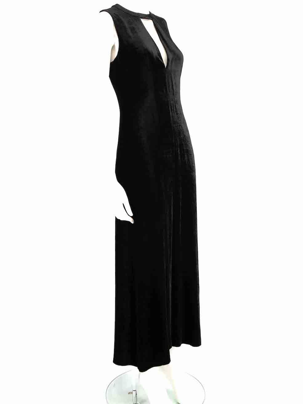 CONDITION is Very good. Hardly any visible wear to dress is evident on this used A.L.C. designer resale item.
 
 
 
 Details
 
 
 Black
 
 Velvet
 
 Dress
 
 Maxi
 
 Cut out v-neck
 
 Sleeveless
 
 Back zip and hook fastening
 
 
 
 
 
 Made in