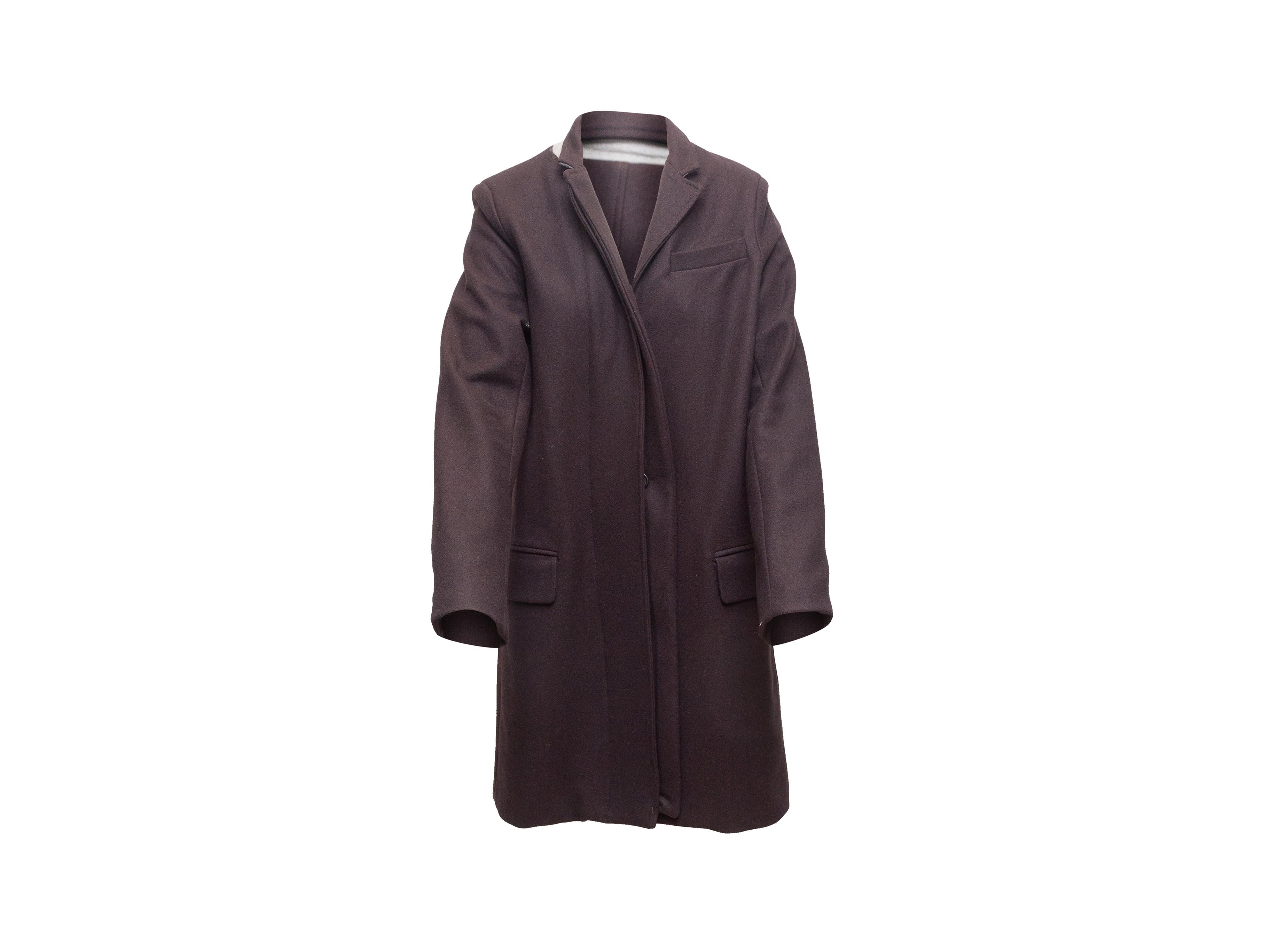 Black  A.L.C. Dark Purple Long Virgin Wool Coat