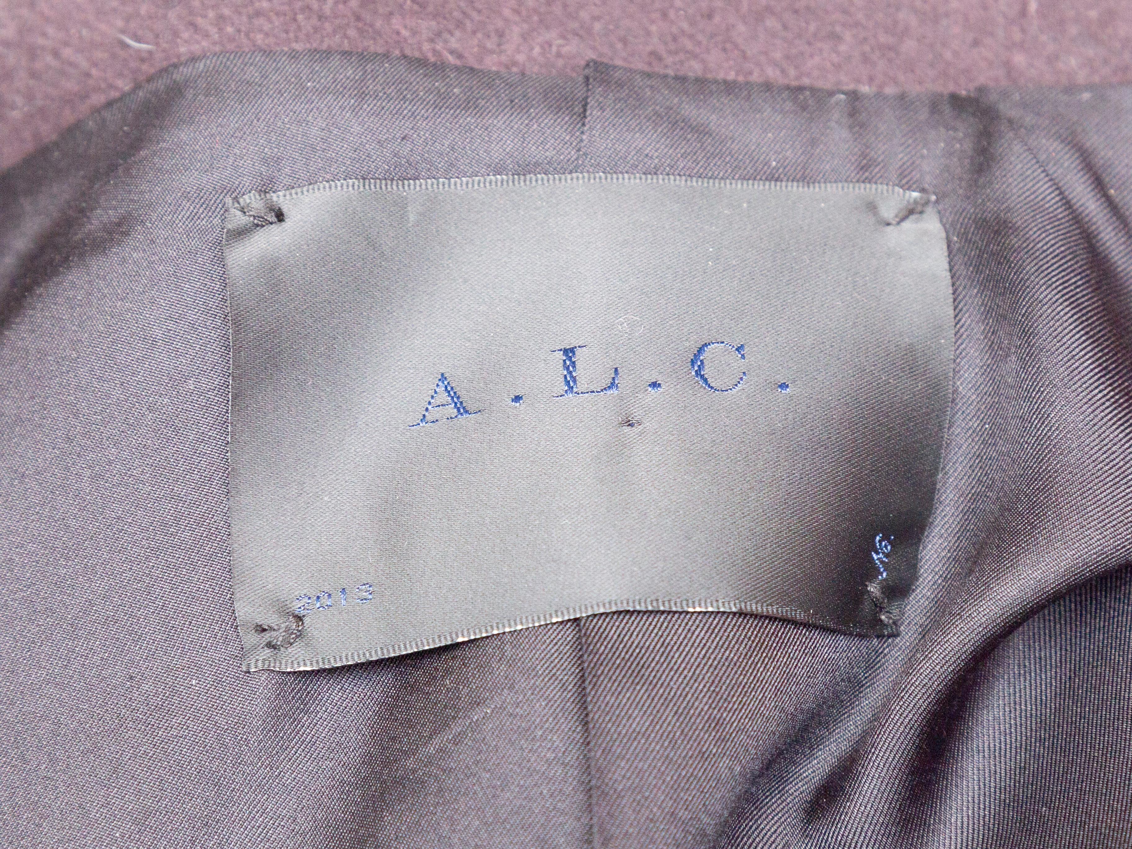 Women's  A.L.C. Dark Purple Long Virgin Wool Coat