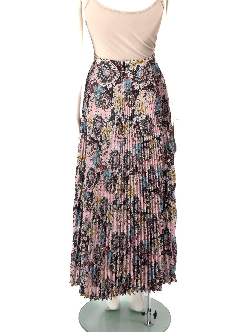 A.L.C. Falda Midi Plisada con Estampado Floral Talla L Gris