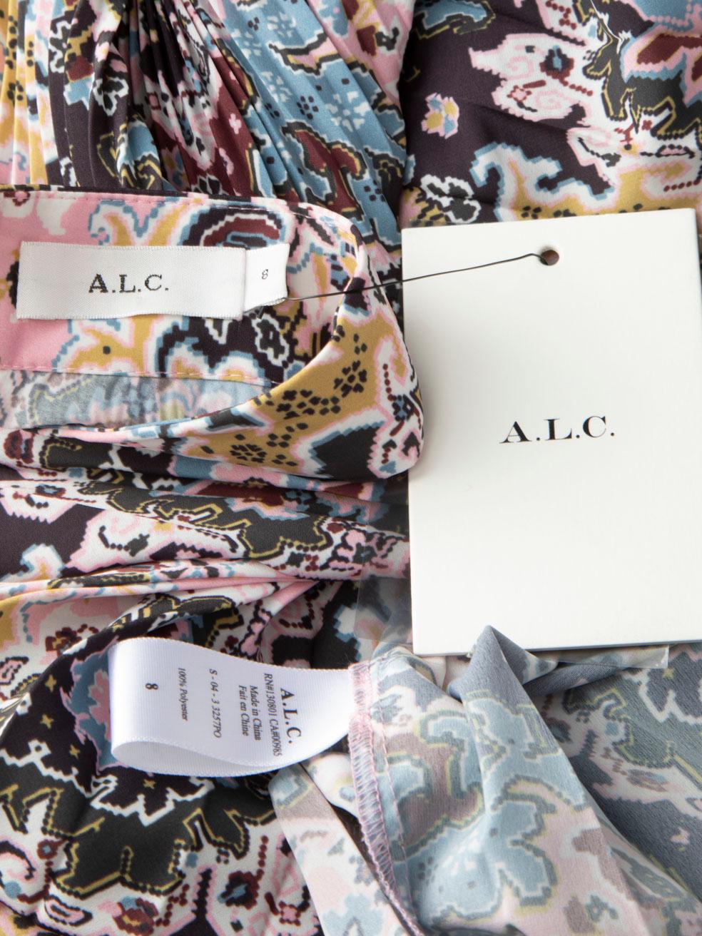 De las mujeres A.L.C. Falda Midi Plisada con Estampado Floral Talla L