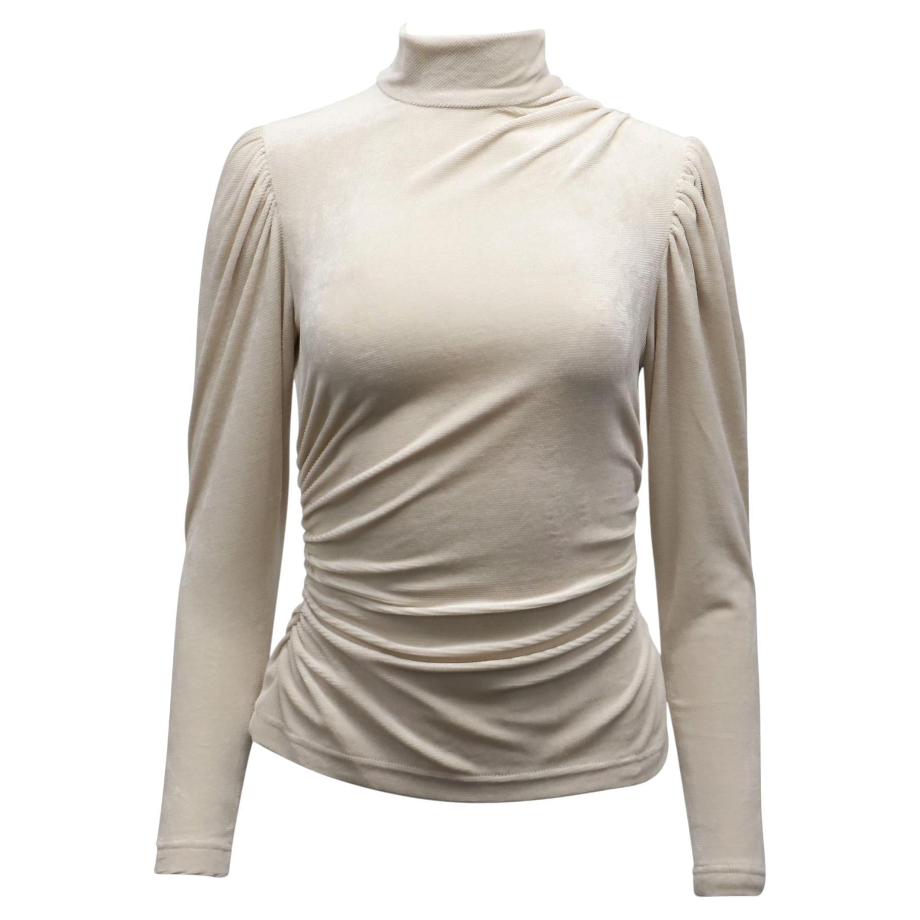 Top de A.L.C. Joss con mangas abullonadas en terciopelo color crema en venta