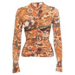 A.L.C. Multicolor Print Jersey Ruched Full Sleeve Top S