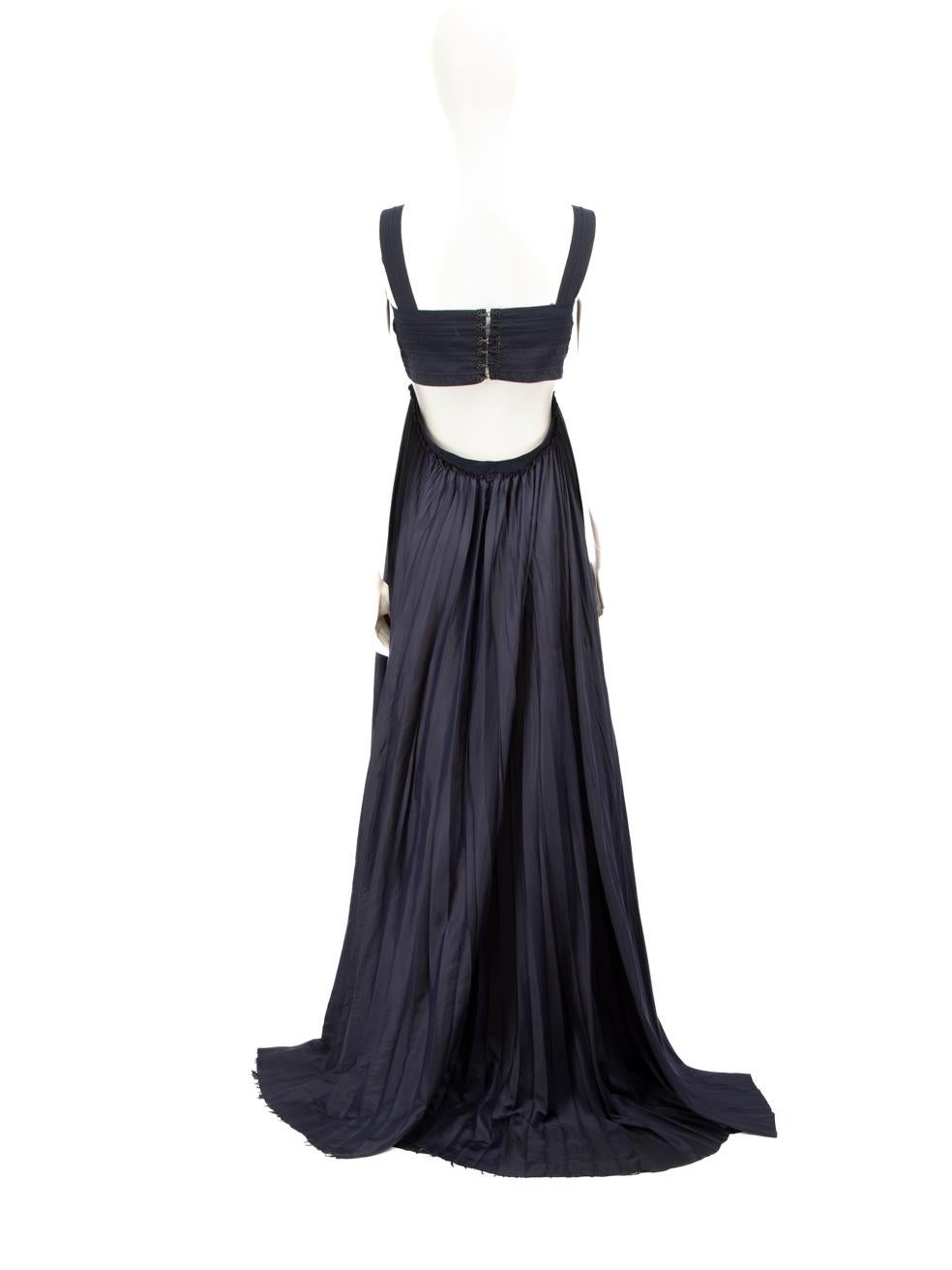 Black A.L.C. Navy Pleated Skirt Maxi Dress Size M