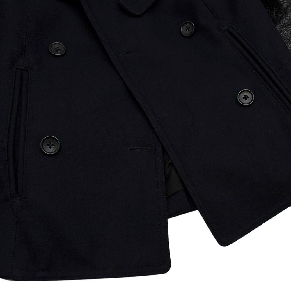 Black A.L.C. Navy Wool Leather Sleeve Single Breasted Jacket US6 For Sale