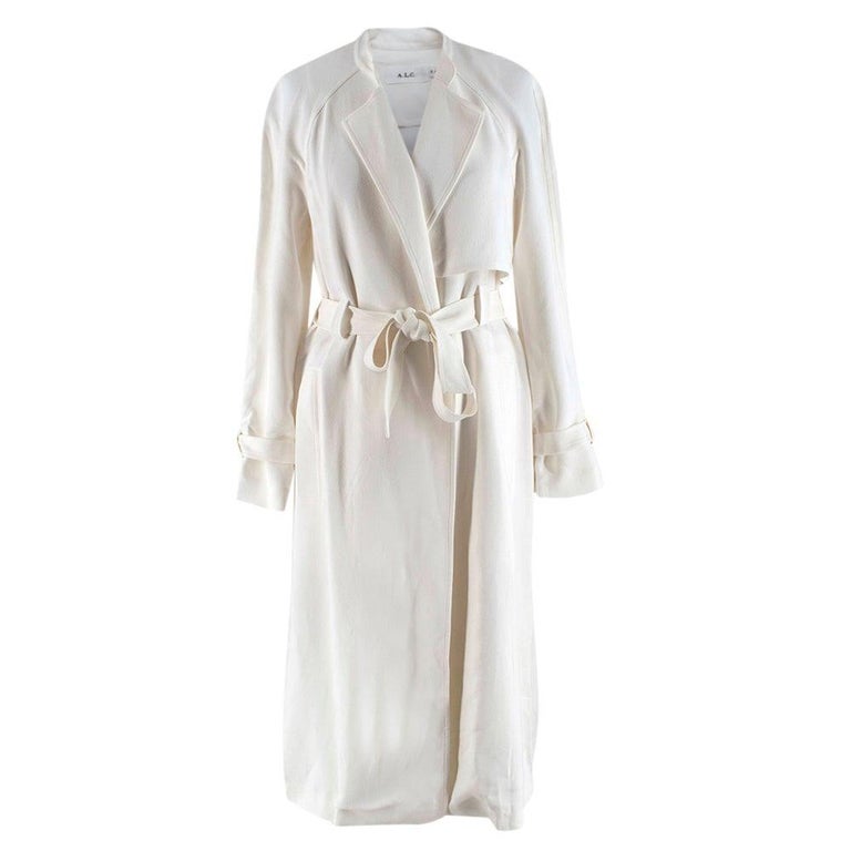 A.L.C Richard Belted Textured Coat in White - Size Small For Sale at 1stDibs