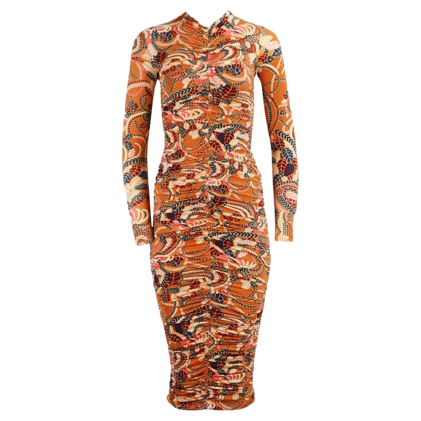 A.L.C. Ruched Printed Stretch Crepe Midi Dress Xsmall
