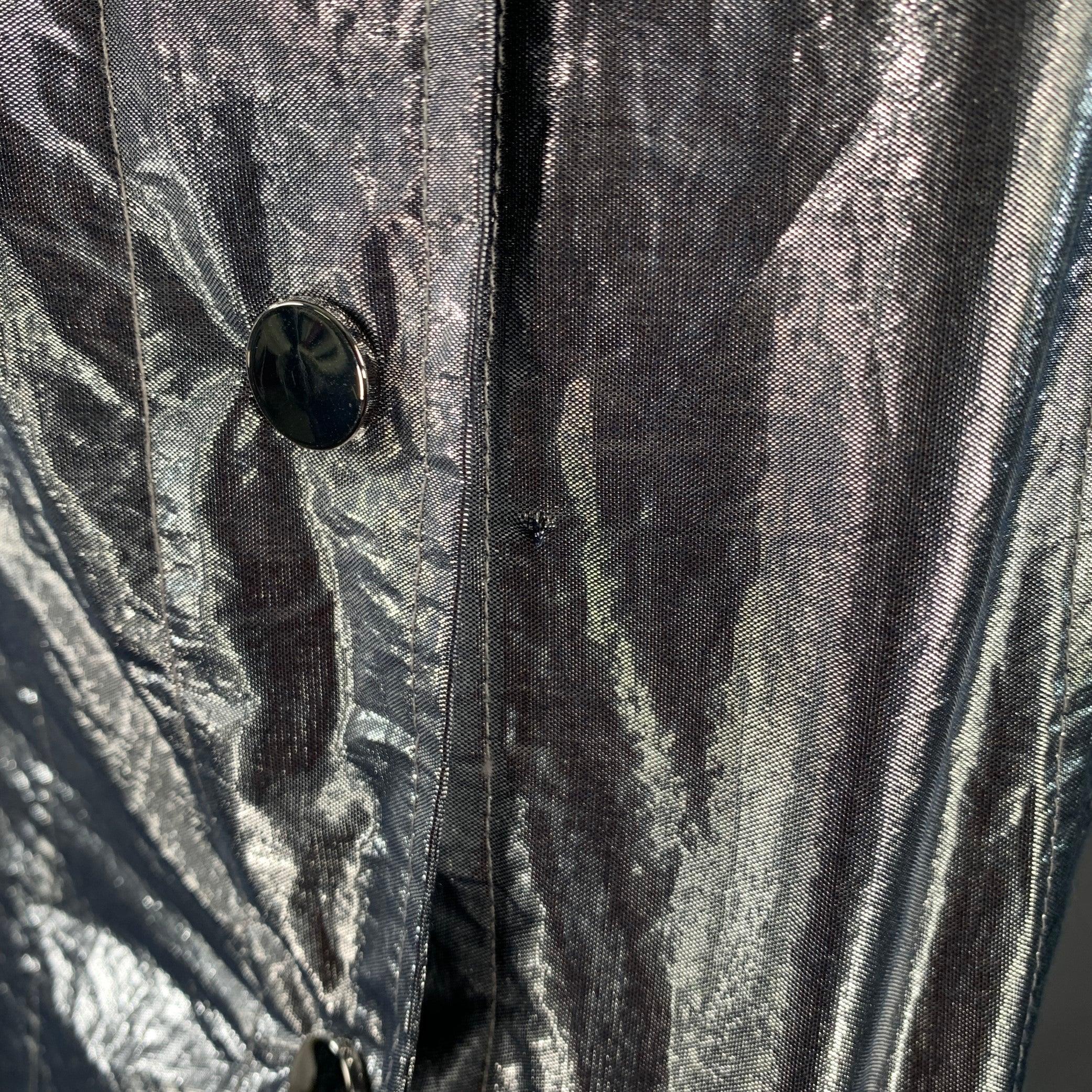 A.L.C. Size 4 Metallic Silver Cotton Blend Snaps Collarless Jacket For Sale 1