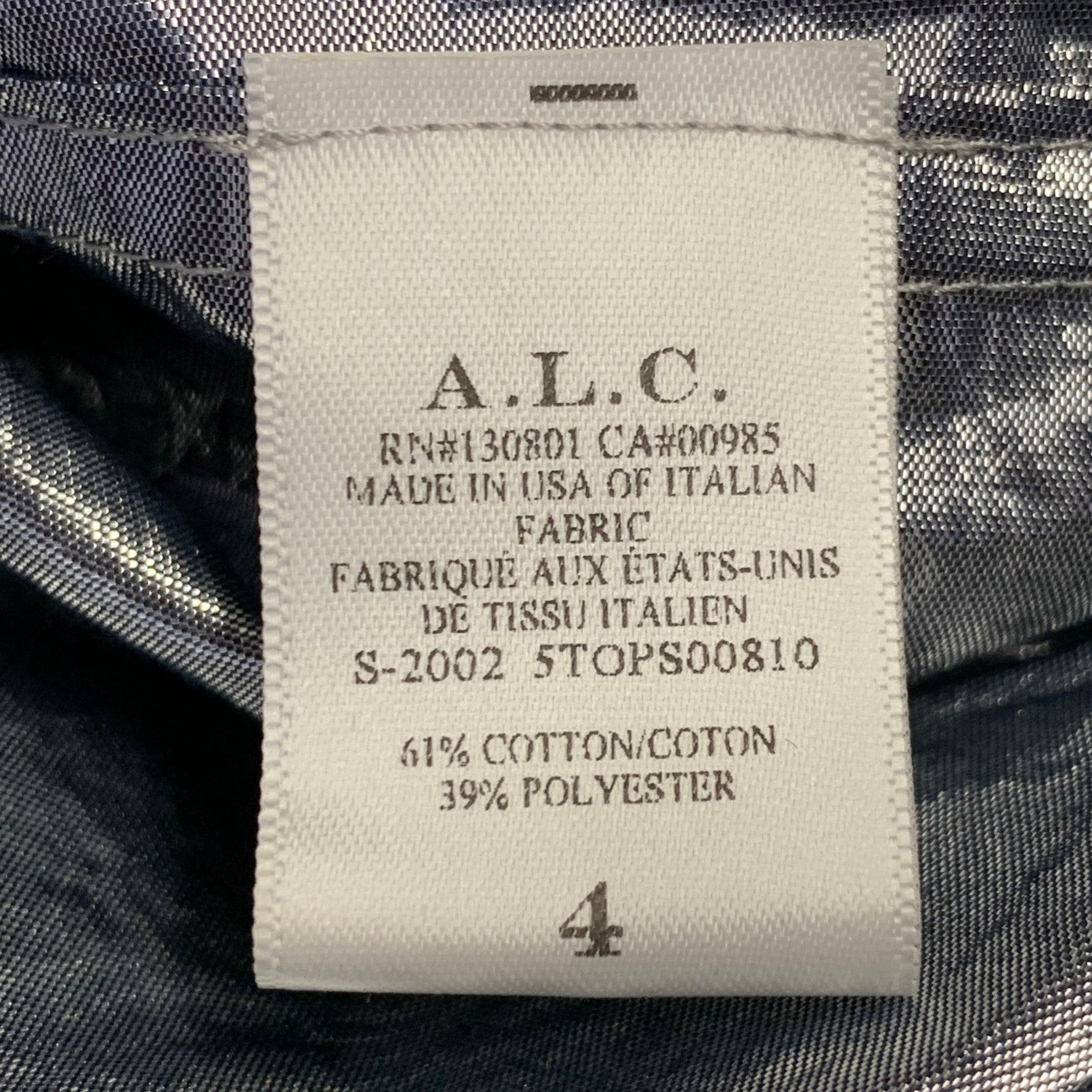 A.L.C. Size 4 Metallic Silver Cotton Blend Snaps Collarless Jacket For Sale 3