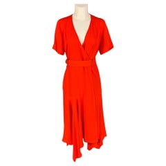 A.L.C. Size 6 Orange Silk Asymmetrical Wrap Dress