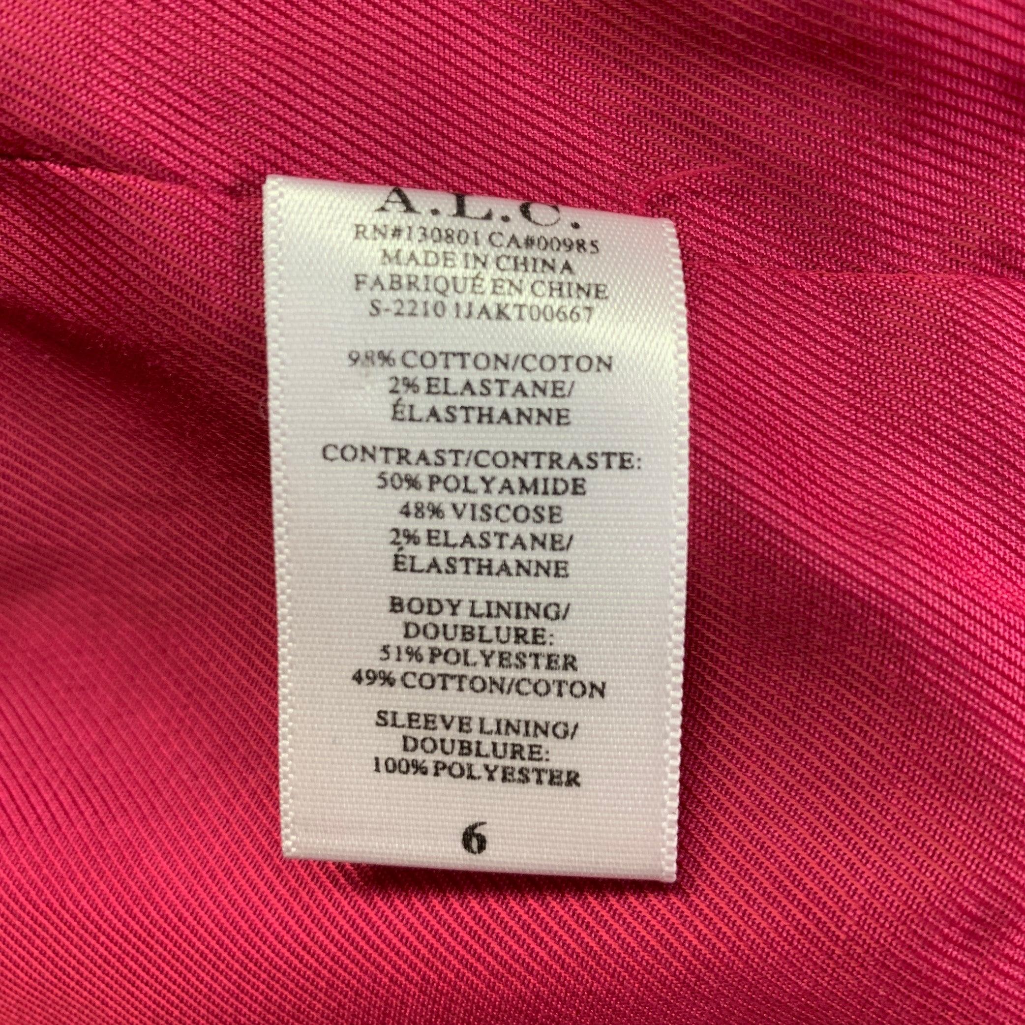 A.L.C. Size 6 Raspberry Red Velvet Peak Lapel Double Breasted Pantsuit For Sale 6