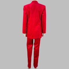 A.L.C. Size 6 Raspberry Red Velvet Peak Lapel Double Breasted Pantsuit (tailleur pantalon à double boutonnage)