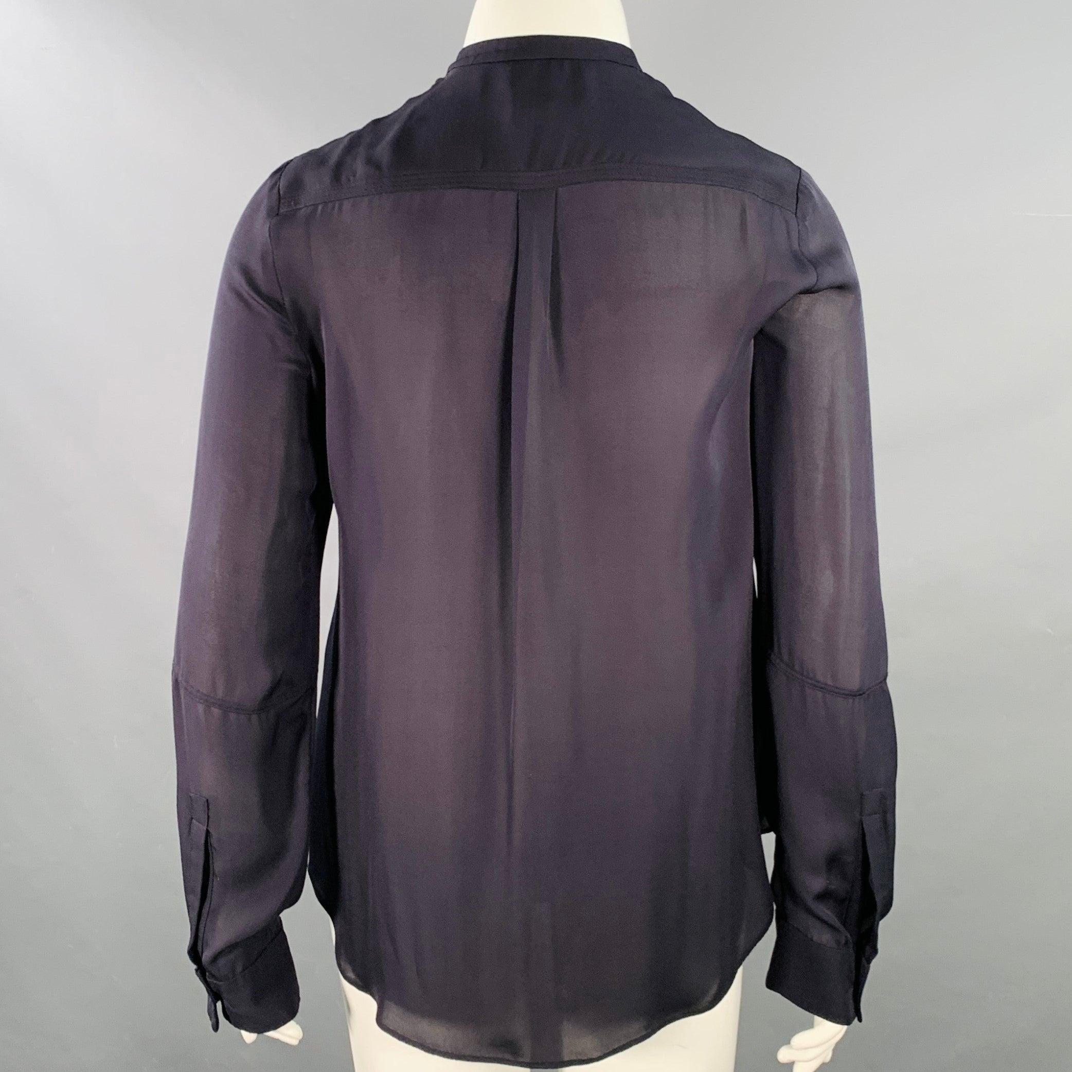Noir A.L.C. Taille L Chemisier sans col à boutons cachés noir en vente