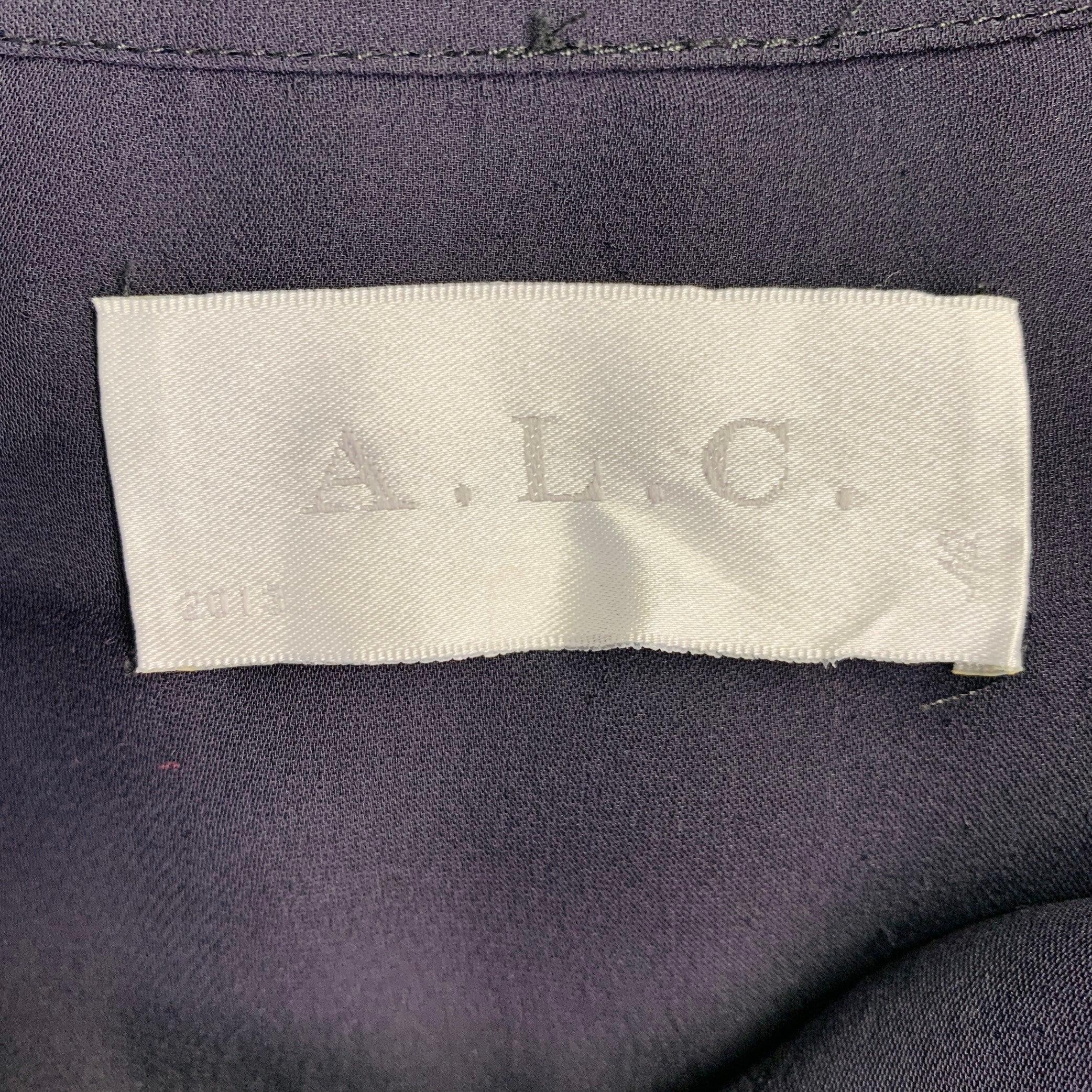 A.L.C. Taille L Chemisier sans col à boutons cachés noir en vente 1