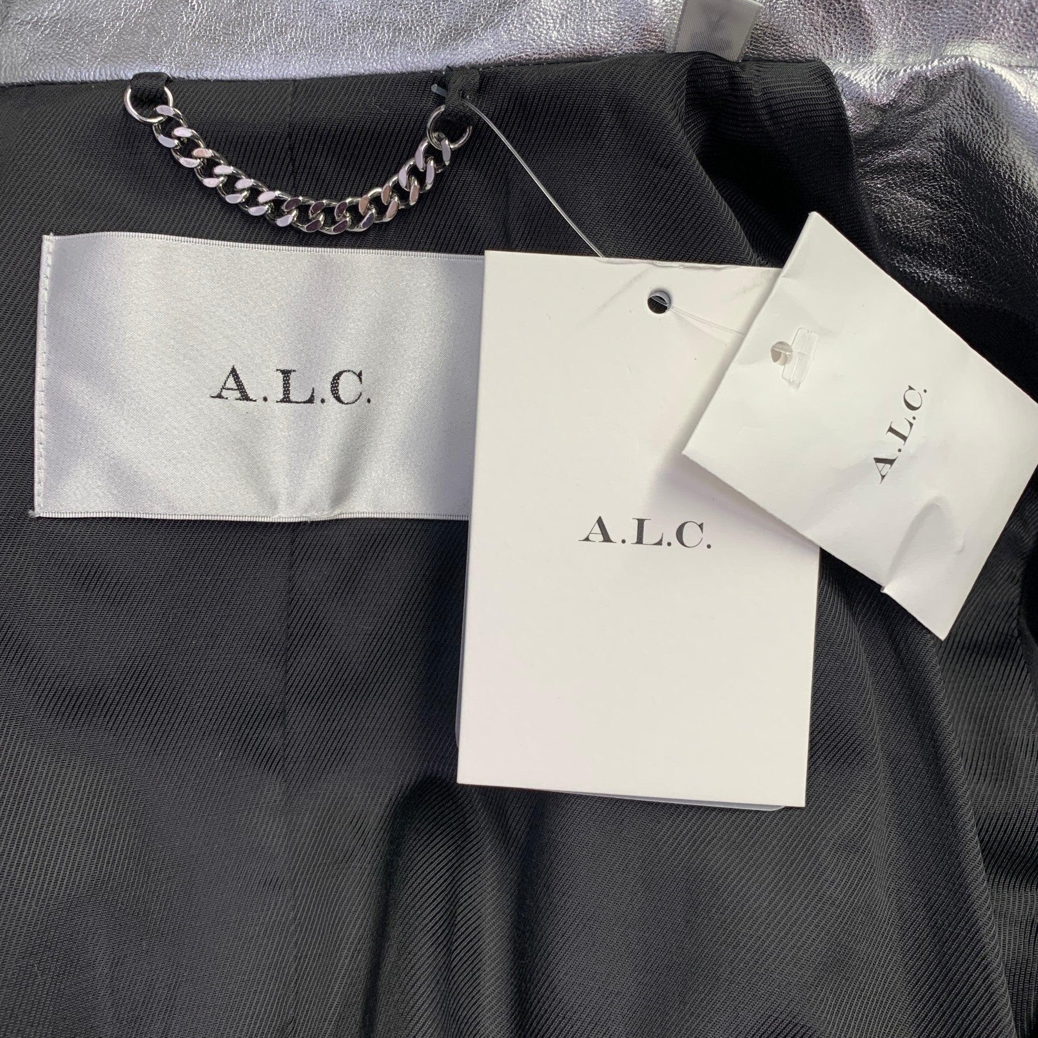 A.L.C. Giacca Blazer in misto viscosa metallizzata argento taglia M. in vendita 2