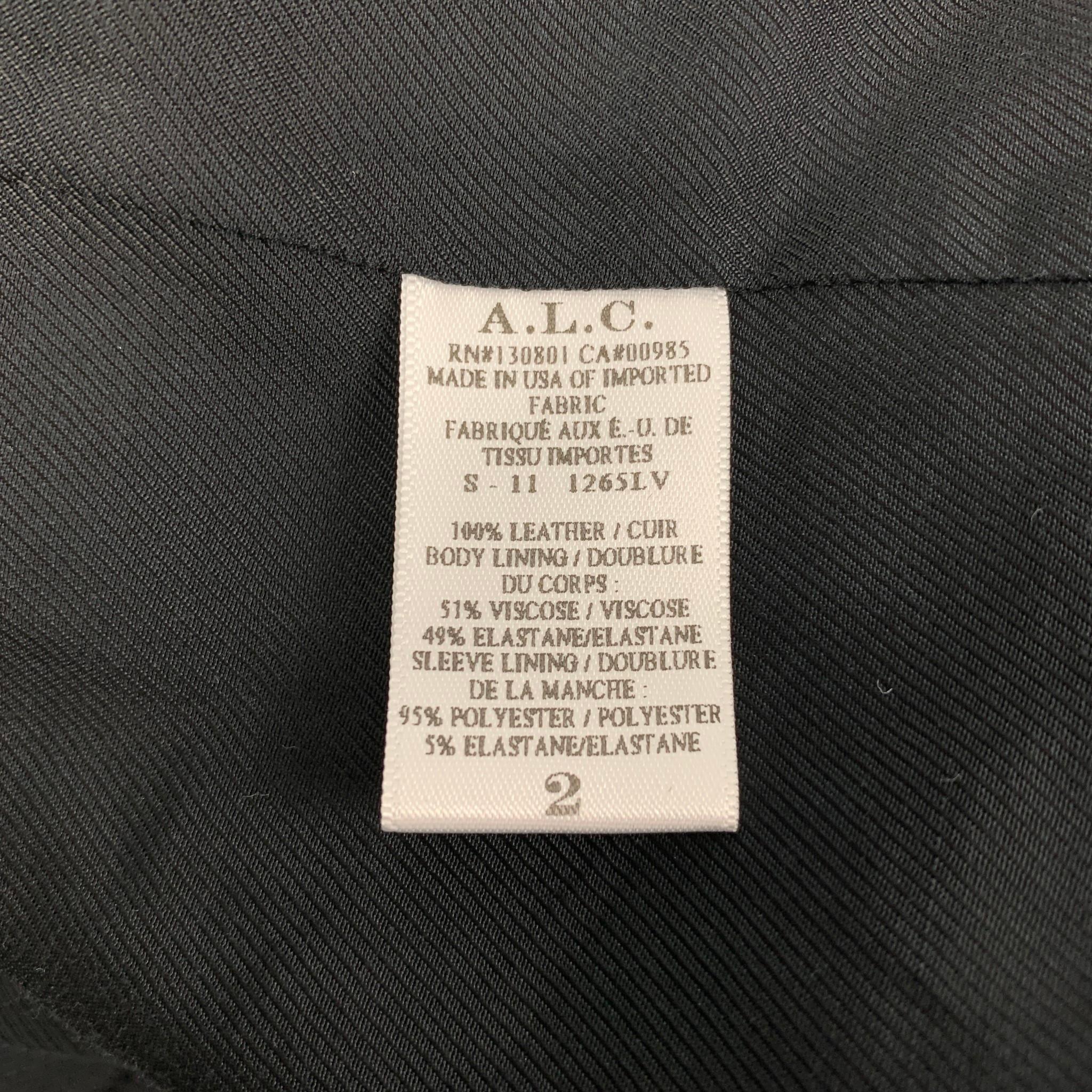 A.L.C. Size S Silver Metallic Leather Biker Jacket In Good Condition In San Francisco, CA