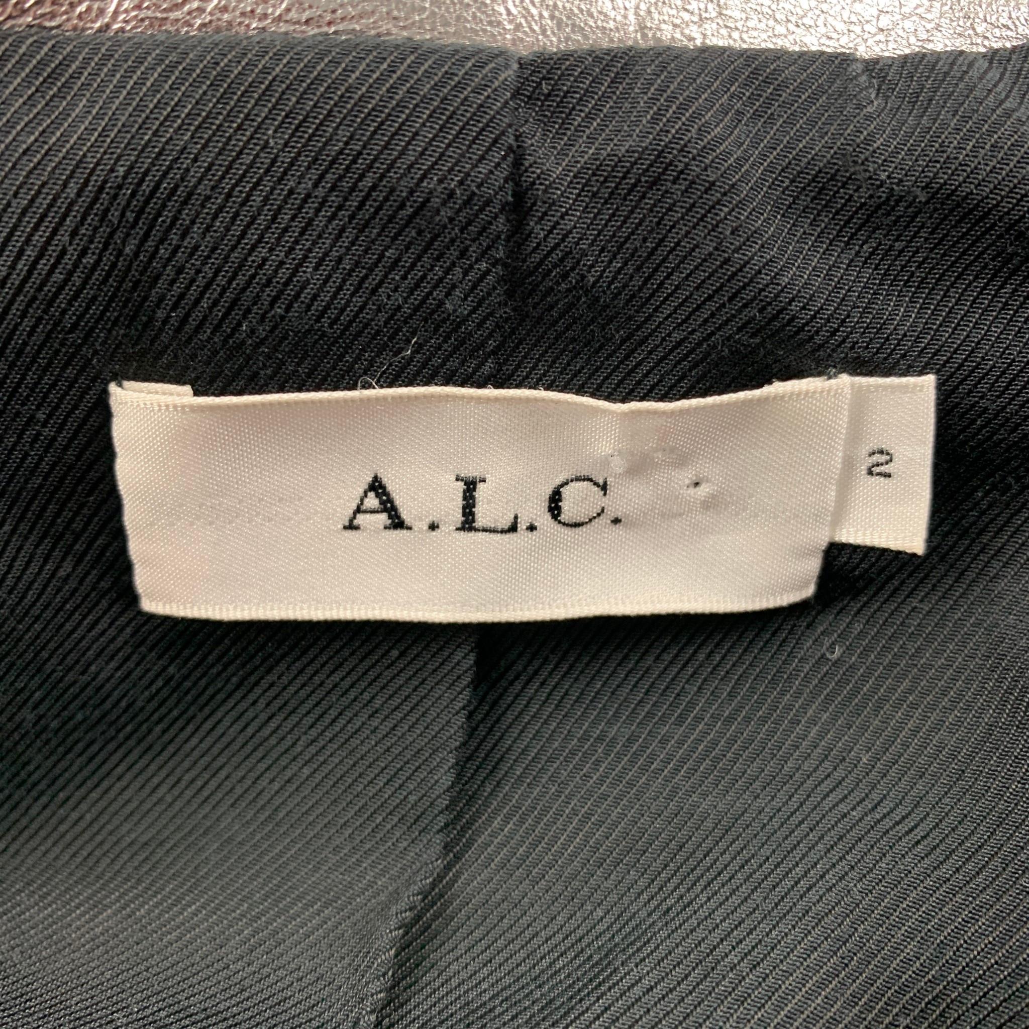 Women's A.L.C. Size S Silver Metallic Leather Biker Jacket