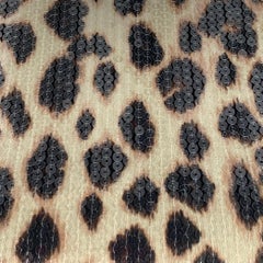 A.L.C. Size XS Beige Brown Polyester Blend Sequined Leopard Mock Neck Dress Top