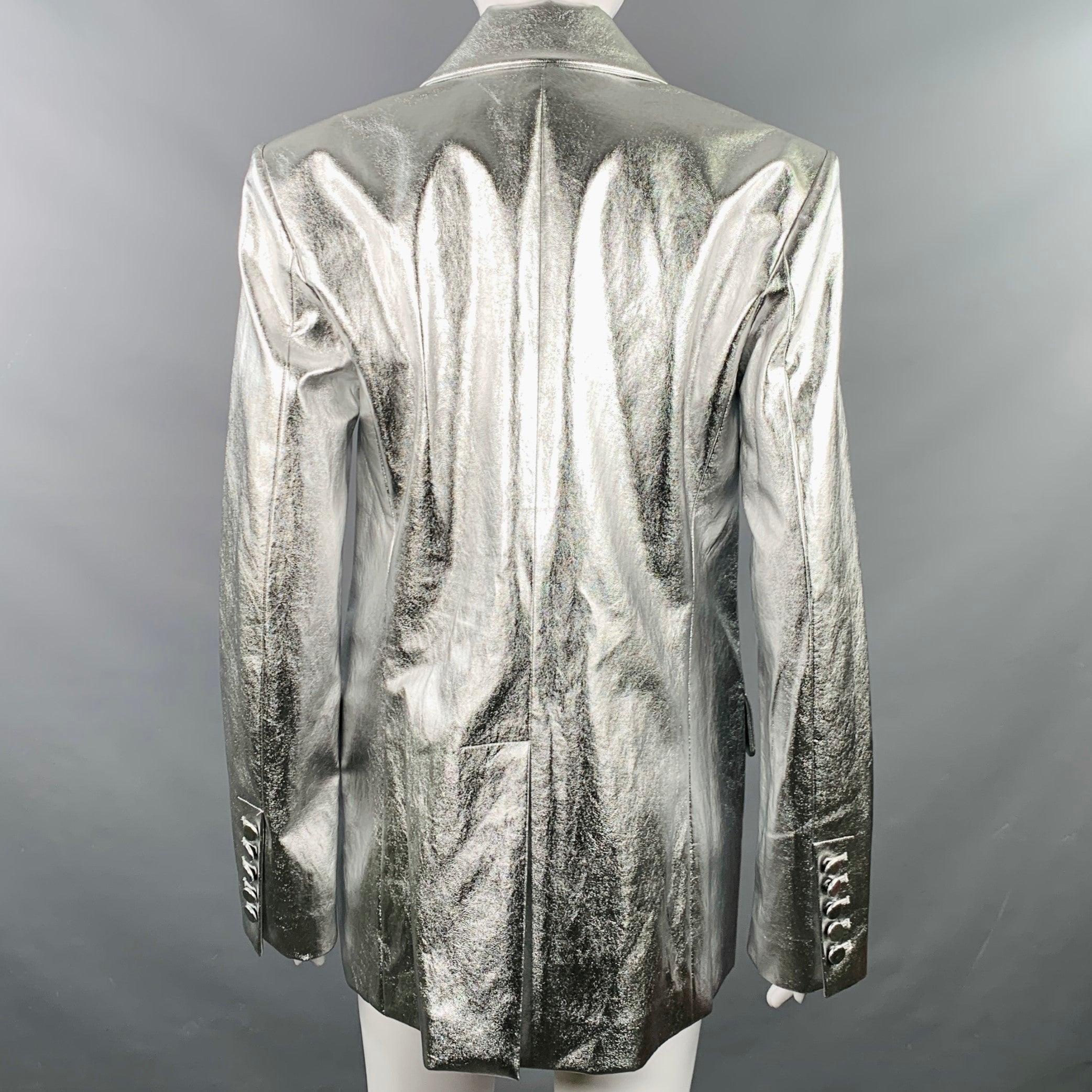 A.L.C. Chaqueta Blazer Metalizada Mezcla de Viscosa Plateada Talla XS Plata