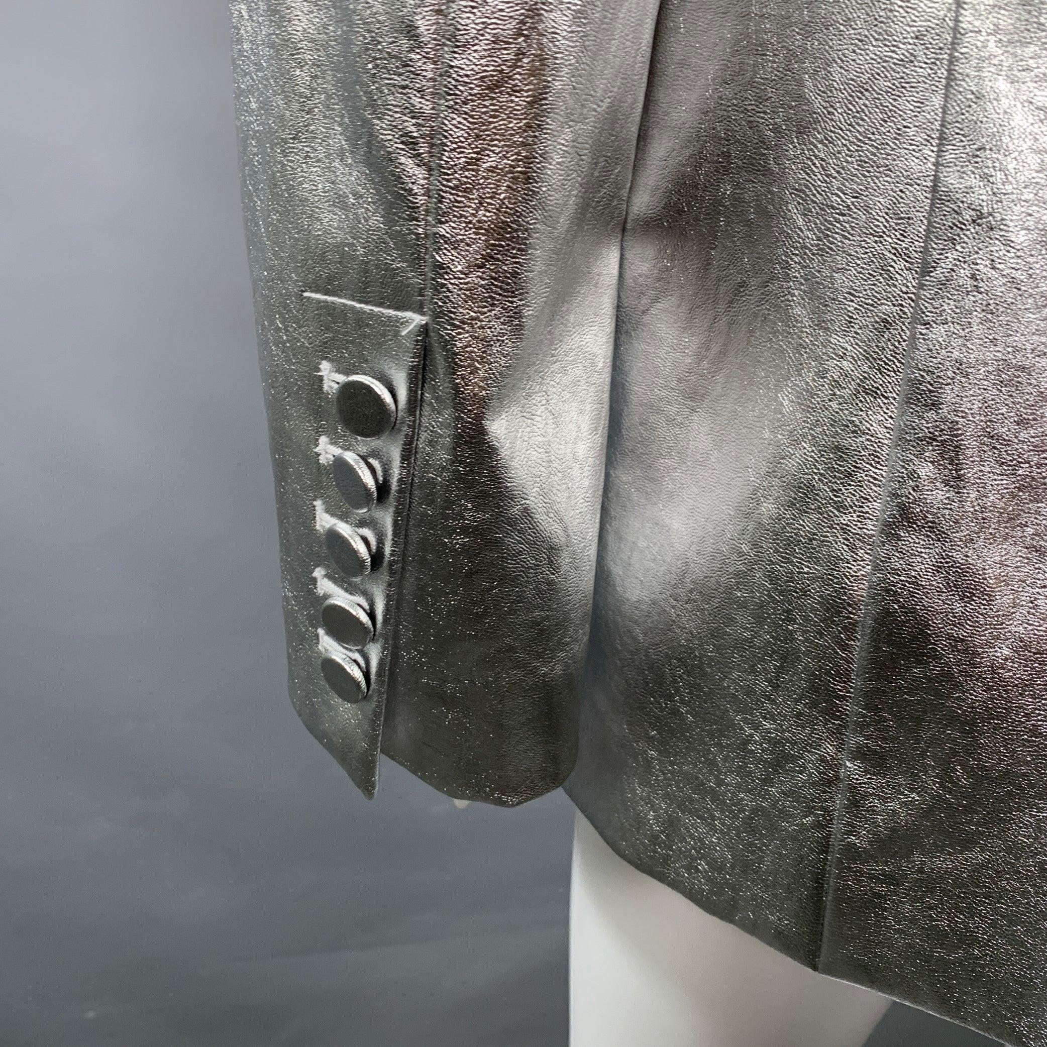 A.L.C. Chaqueta Blazer Metalizada Mezcla de Viscosa Plateada Talla XS en Excelente Estado en San Francisco, CA