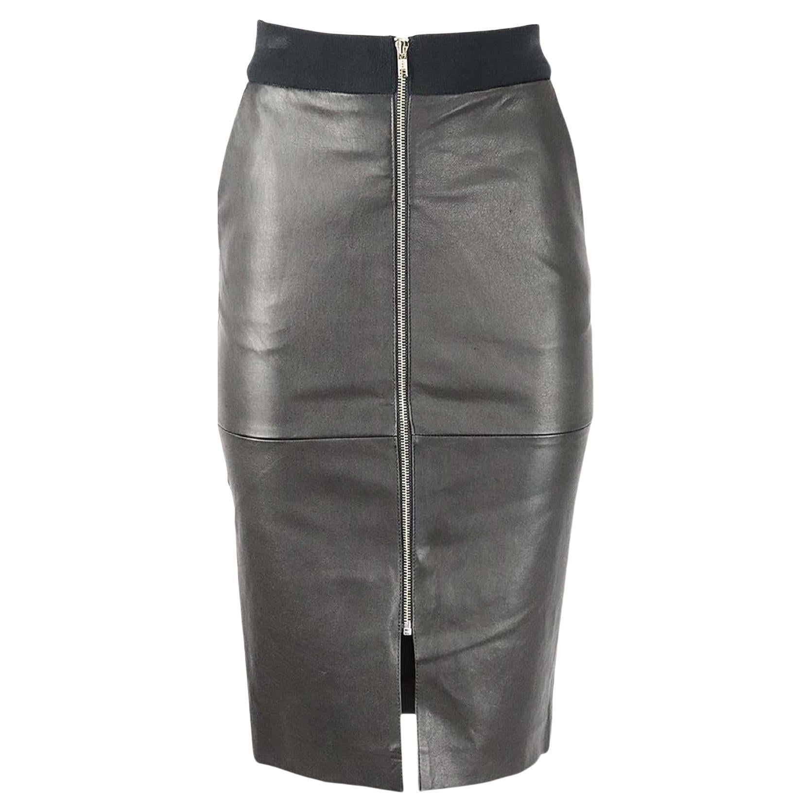 A.L.C. Zip Trimmed Leather Skirt US 6 UK 10 