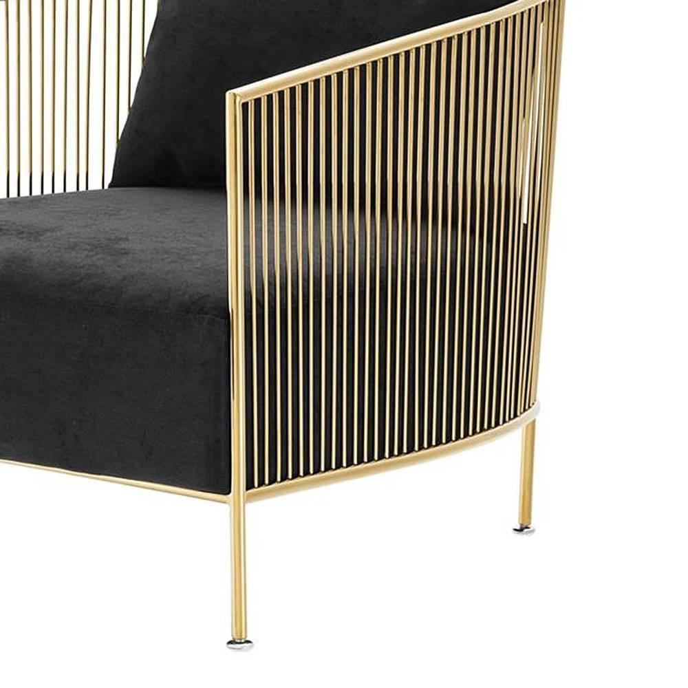 Chinese Alcazar Armchair in Gold or Polished Stainless Steel Finish