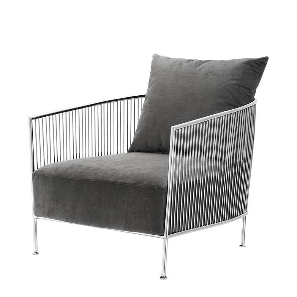 Contemporary Alcazar Armchair in Gold or Polished Stainless Steel Finish