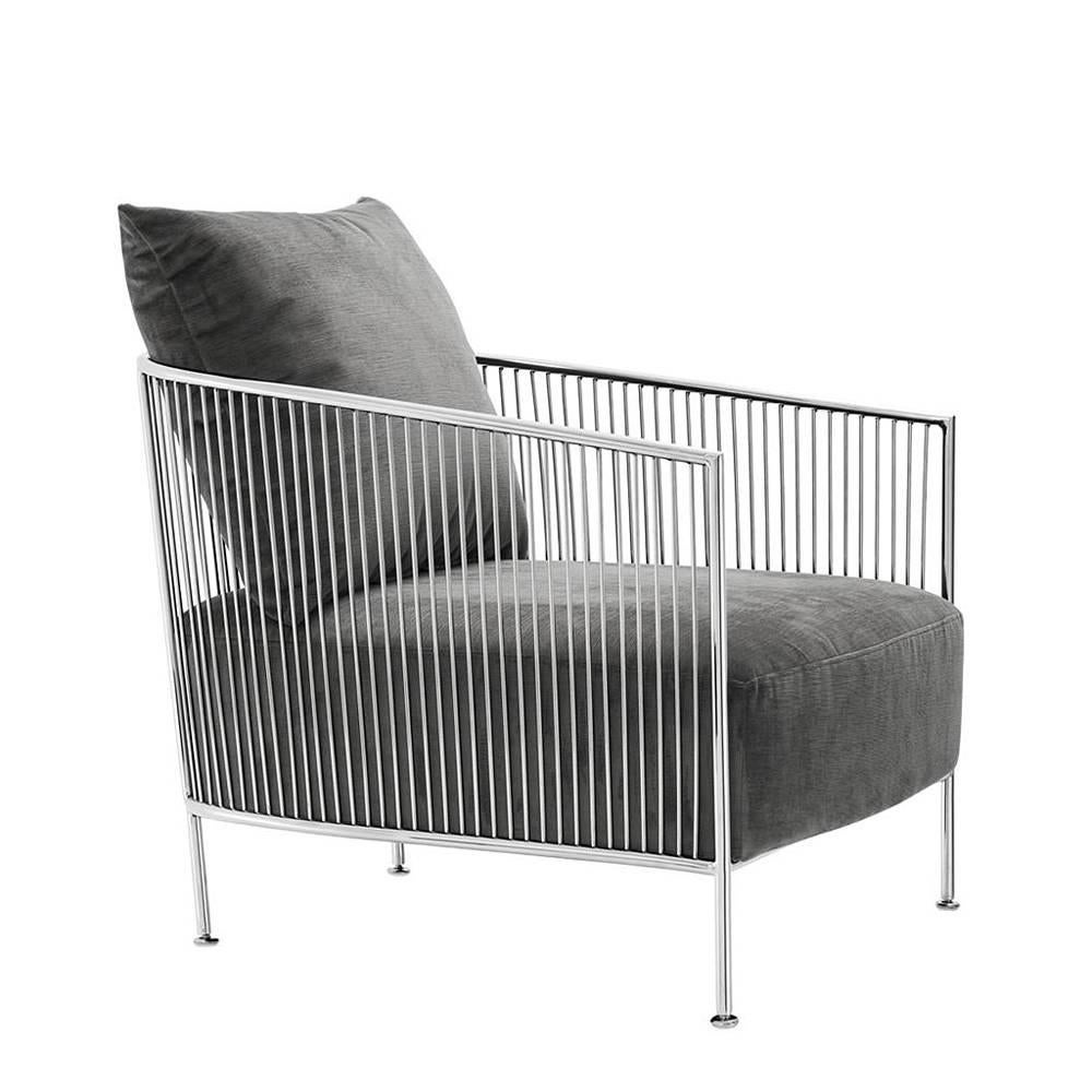 Alcazar Armchair in Gold or Polished Stainless Steel Finish 2