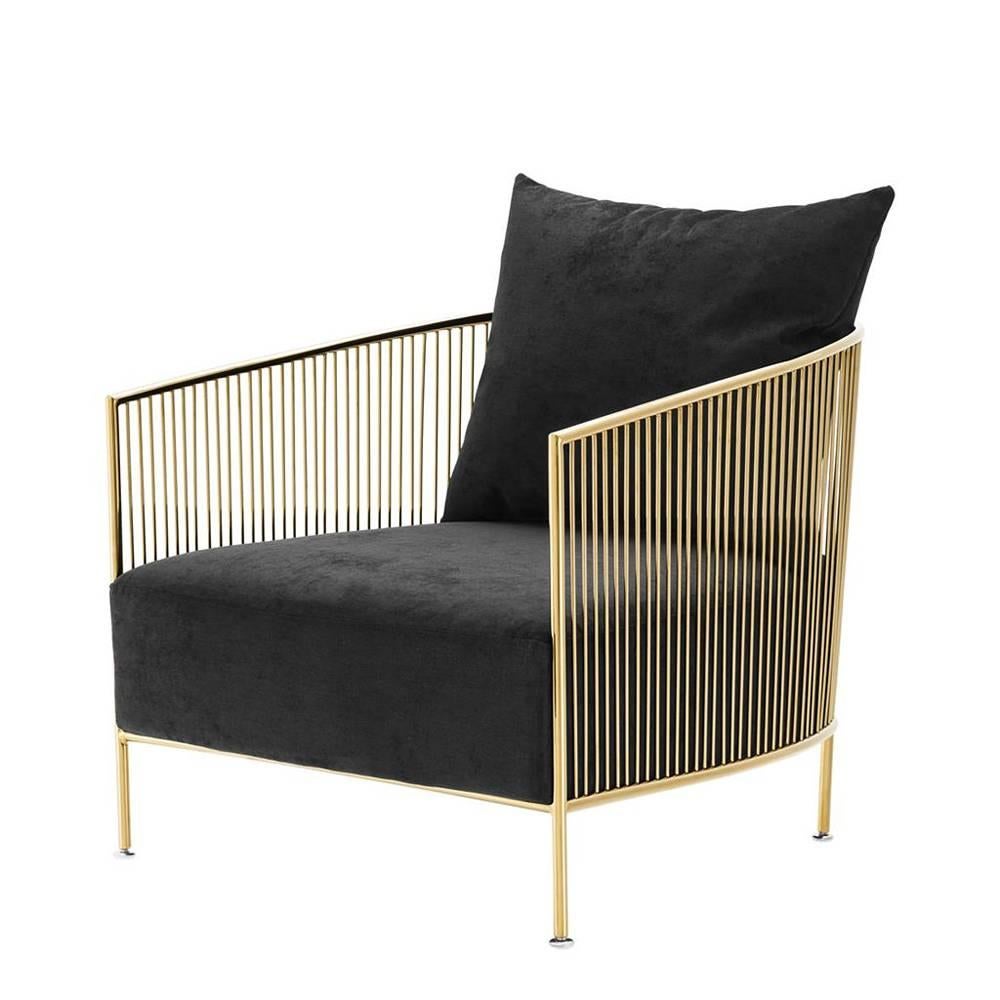 Alcazar Armchair in Gold or Polished Stainless Steel Finish