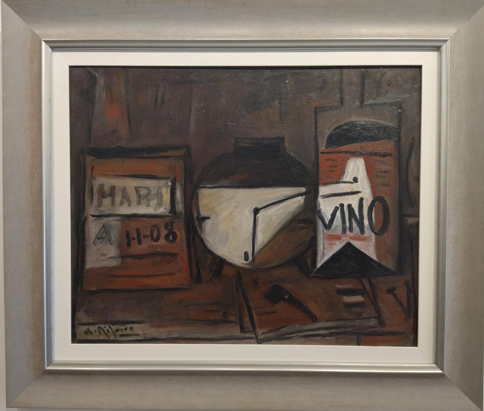 A. Ribeiro. Pintura constructivista original al óleo sobre lienzo - Painting de ALCEU RIBEIRO