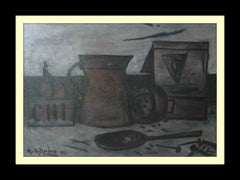 A. Ribeiro Original oil canvas Constructivist painting