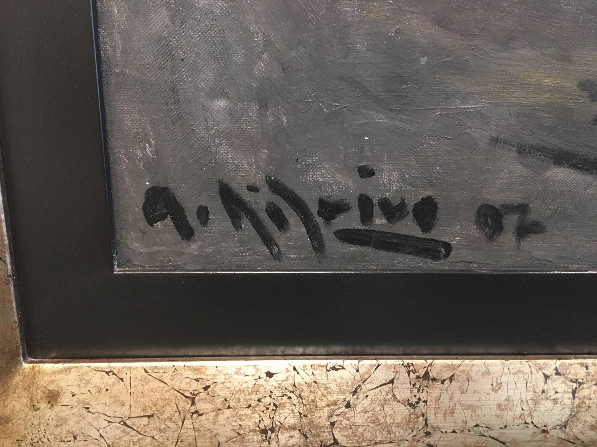 A. Ribeiro. Original Öl Leinwand konstruktivistische Malerei 
Originelles und einzigartiges Werk von Alceu Ribeiro
Signiert von der Künstlerin 
Perfekter Zustand.

RIBEIRO, Alceu (Artigas, Uruguay, 1919 - Palma de Mallorca, 2013). 
Alceu Ribeiro,