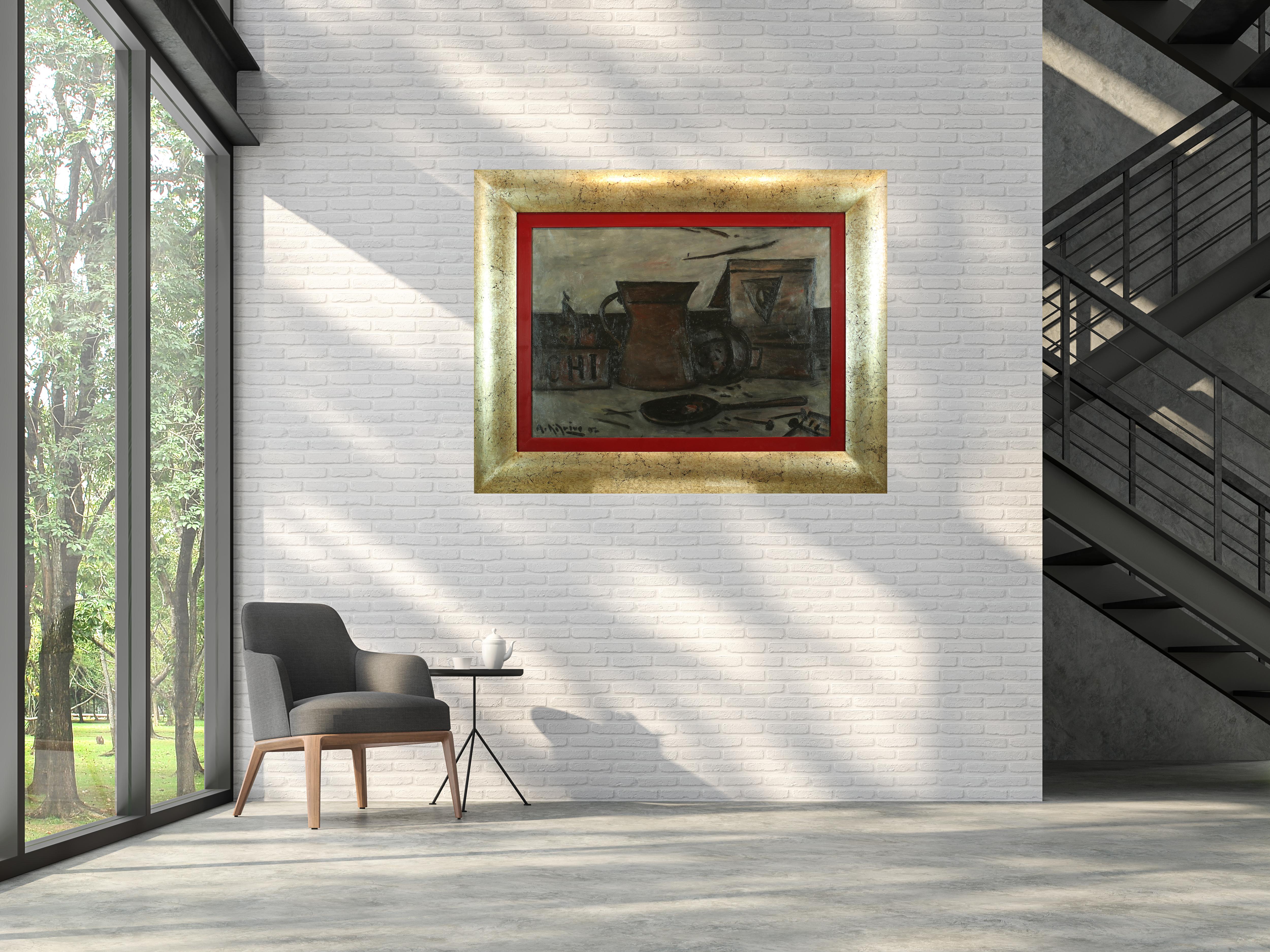 A. Ribeiro  Original Öl Leinwand Konstruktivistisches Gemälde im Angebot 3