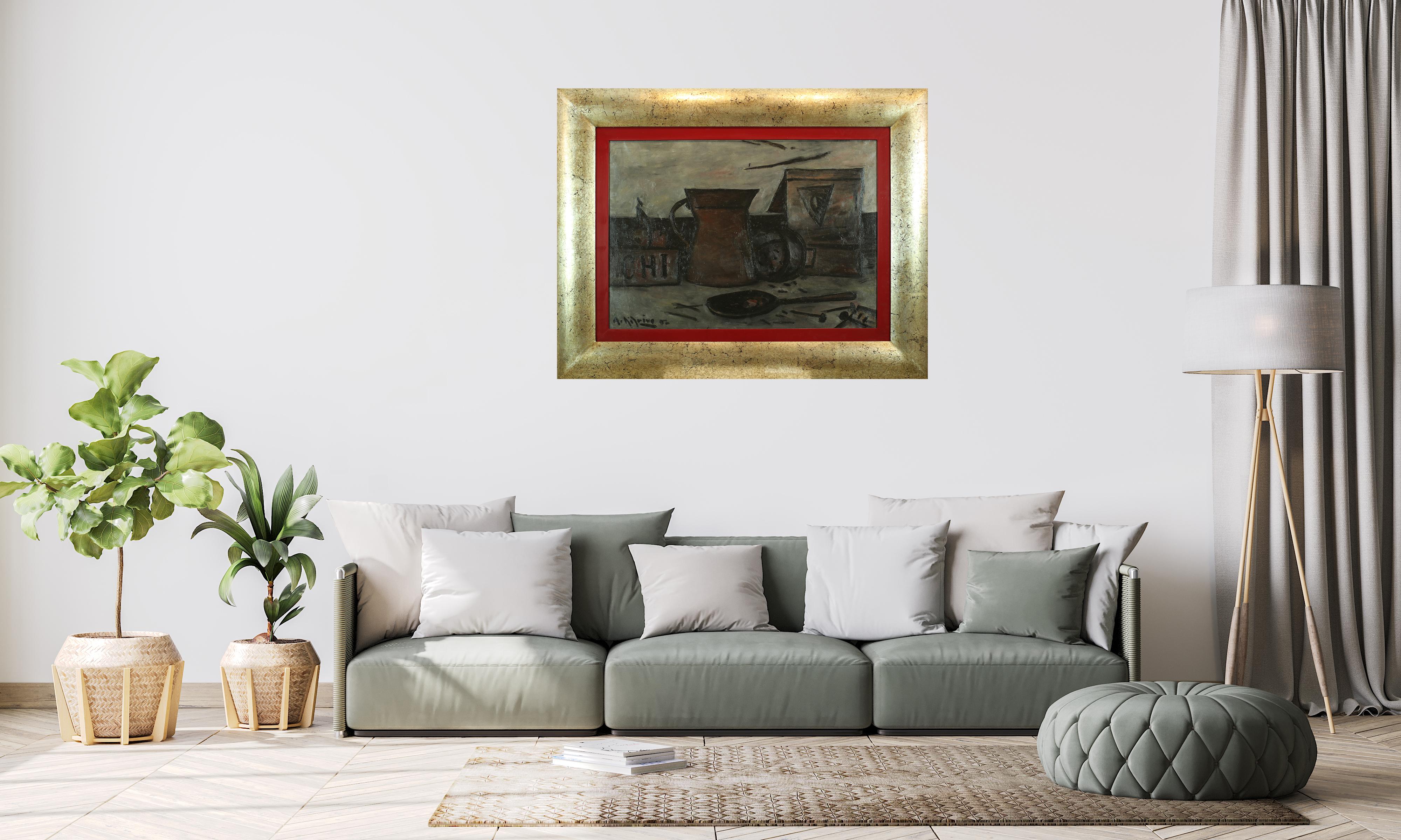 A. Ribeiro  Original Öl Leinwand Konstruktivistisches Gemälde im Angebot 4