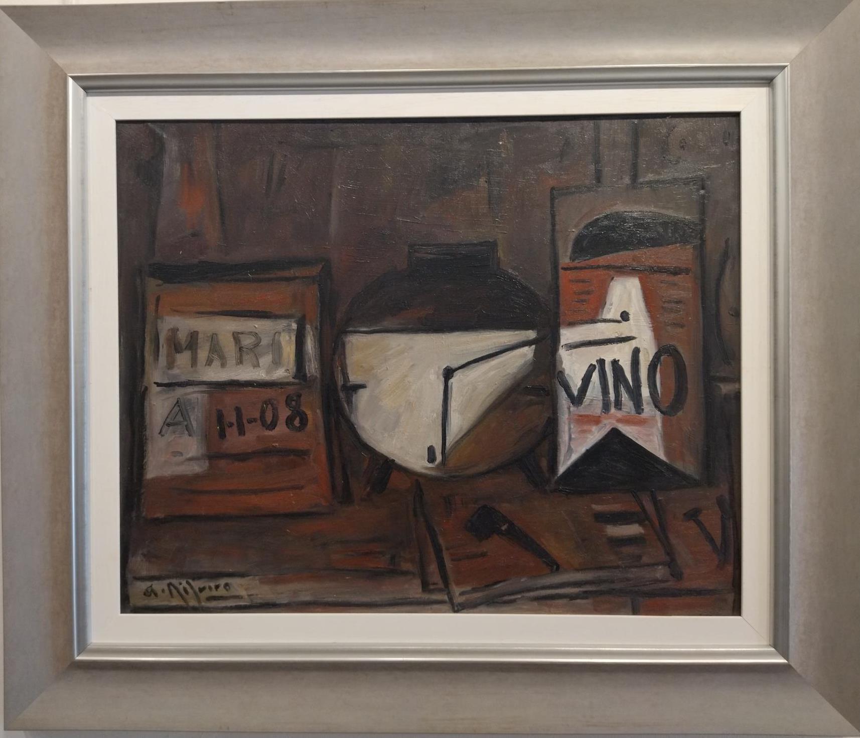 A. Ribeiro. Pintura constructivista original al óleo sobre lienzo