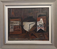 A. Ribeiro. Original oil canvas constructivist painting