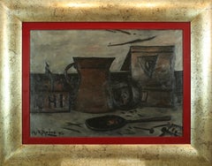 A. Ribeiro  Peinture à l'huile originale de style constructiviste