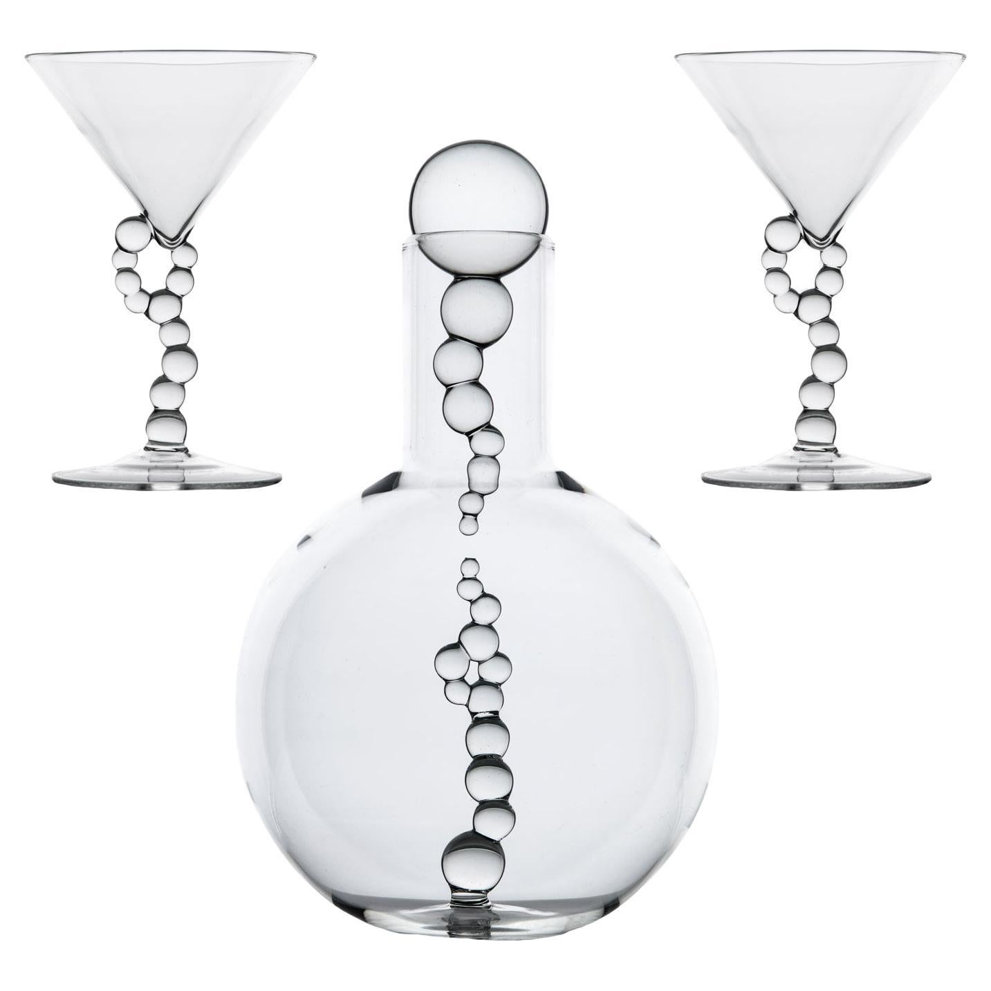 'Alchemica Martini Set' Hand Blown Glasses & Decanter by Simone Crestani