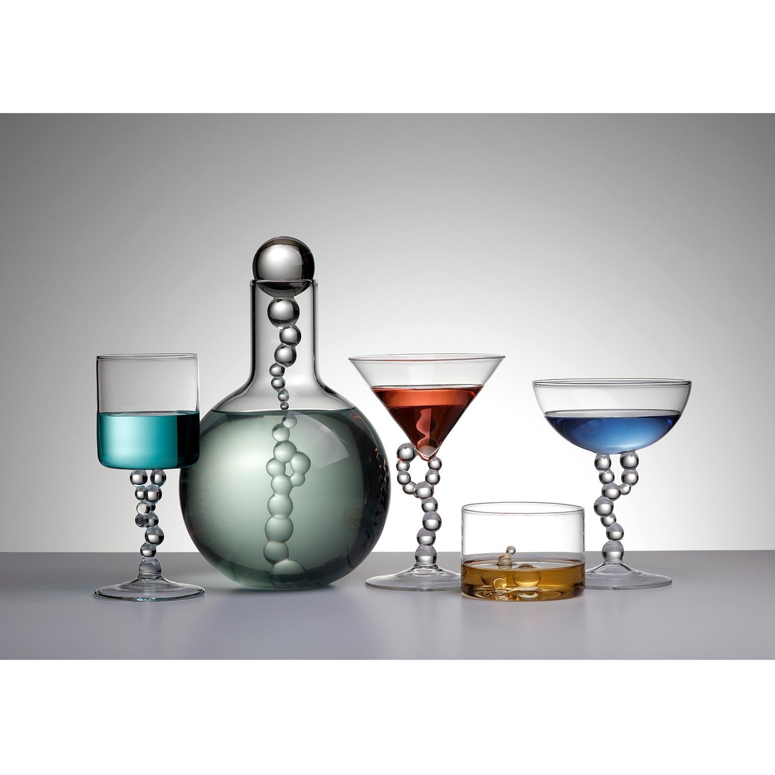 'Alchemica Old Fashioned Set' Hand Blown Glasses and Bottle by Simone Crestani For Sale 1