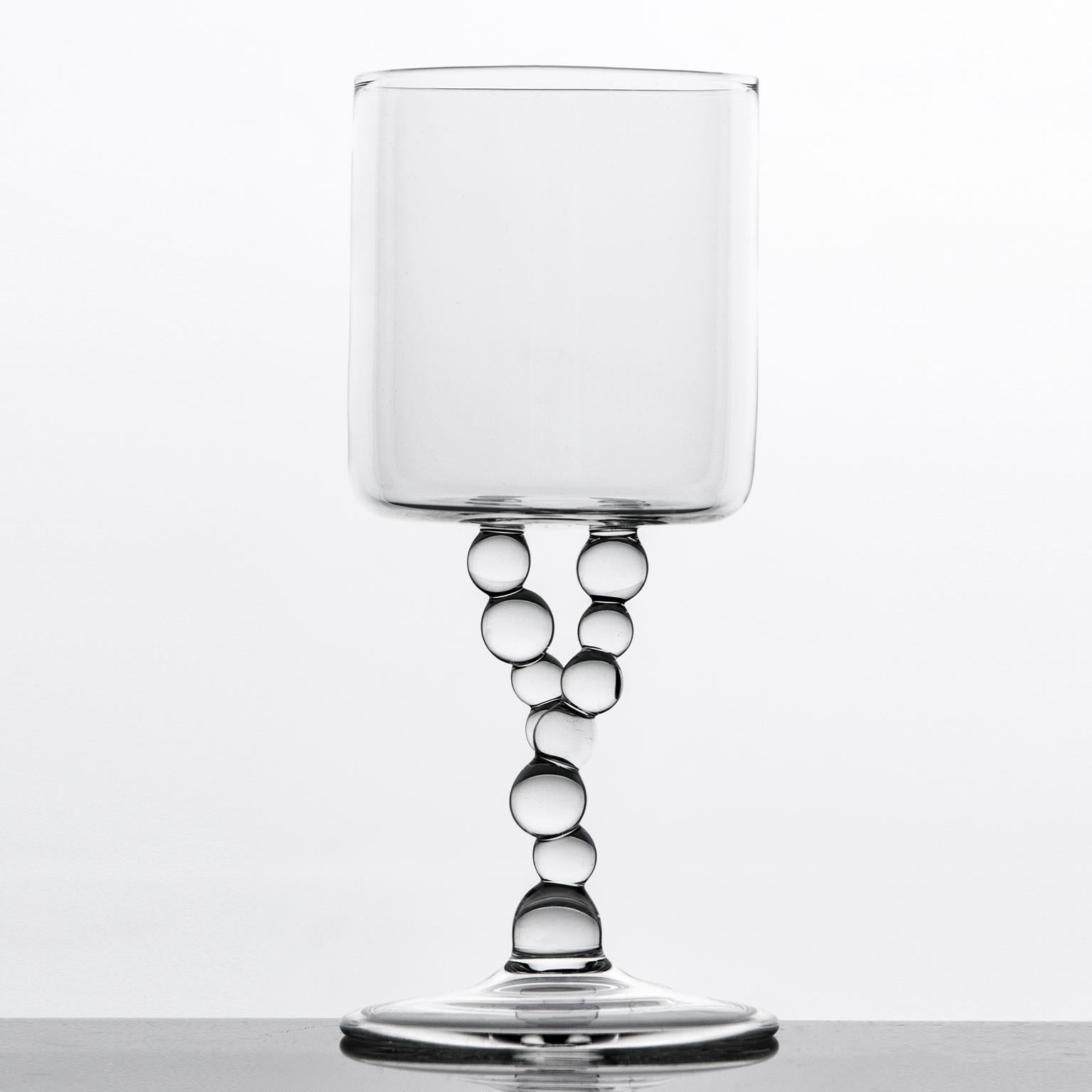 Juego de Vino Contemporáneo Alchemica Grande Botella de Vino Soplada a Mano Burbujas Chic Moderno en venta