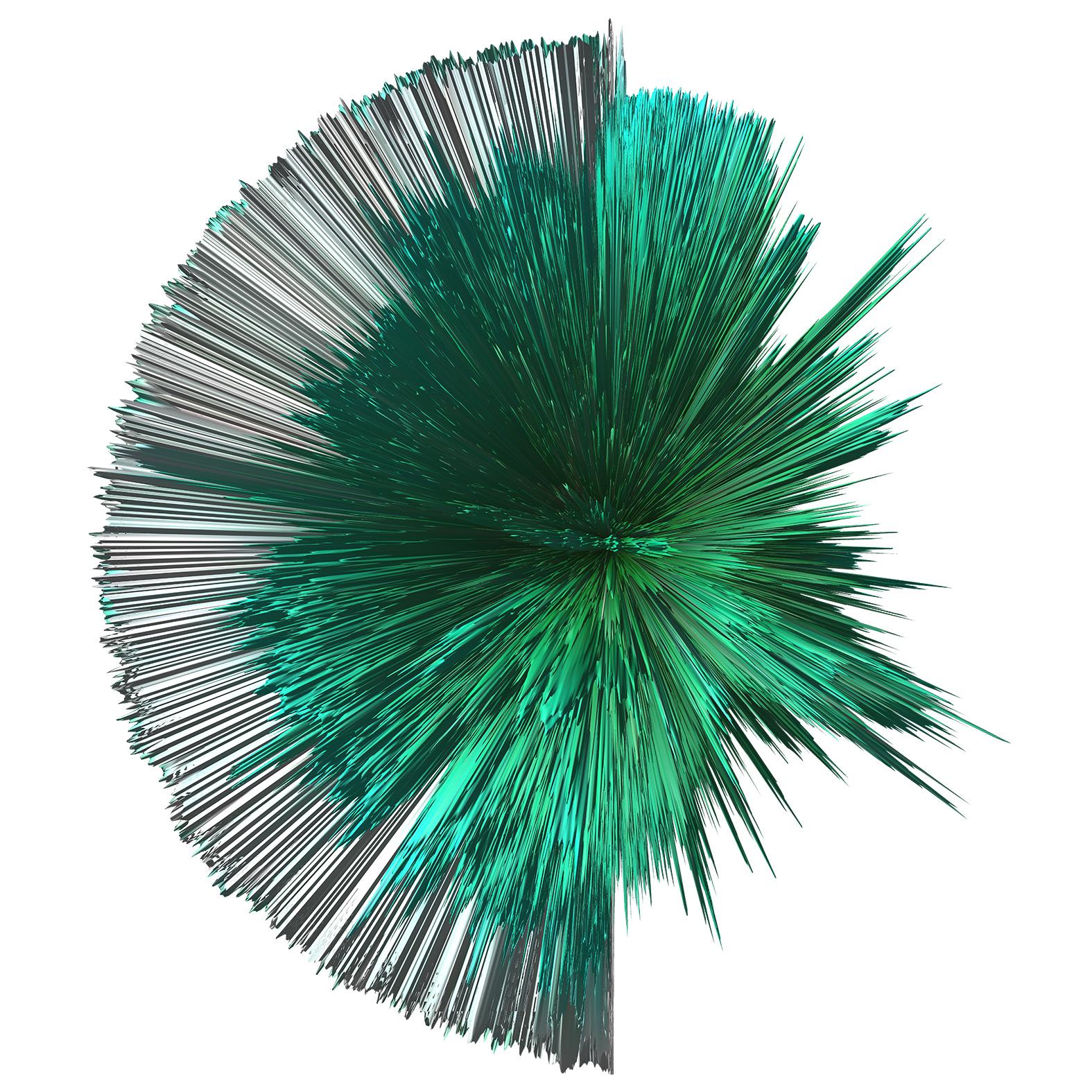 ALCHEMIST Abstract Sculpture - Contemporary digital 3D art print on selfstanding acrylic glass, Emerald Series