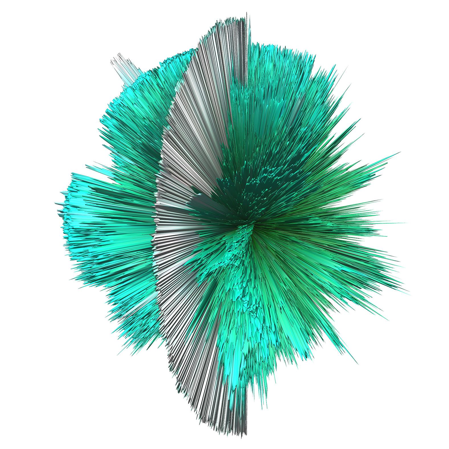 ALCHEMIST Abstract Sculpture - Contemporary digital 3D art print on selfstanding acrylic glass, Emerald Series