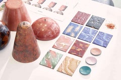 Alchimia A811 table lamp, fire enamel on copper & Murano glass