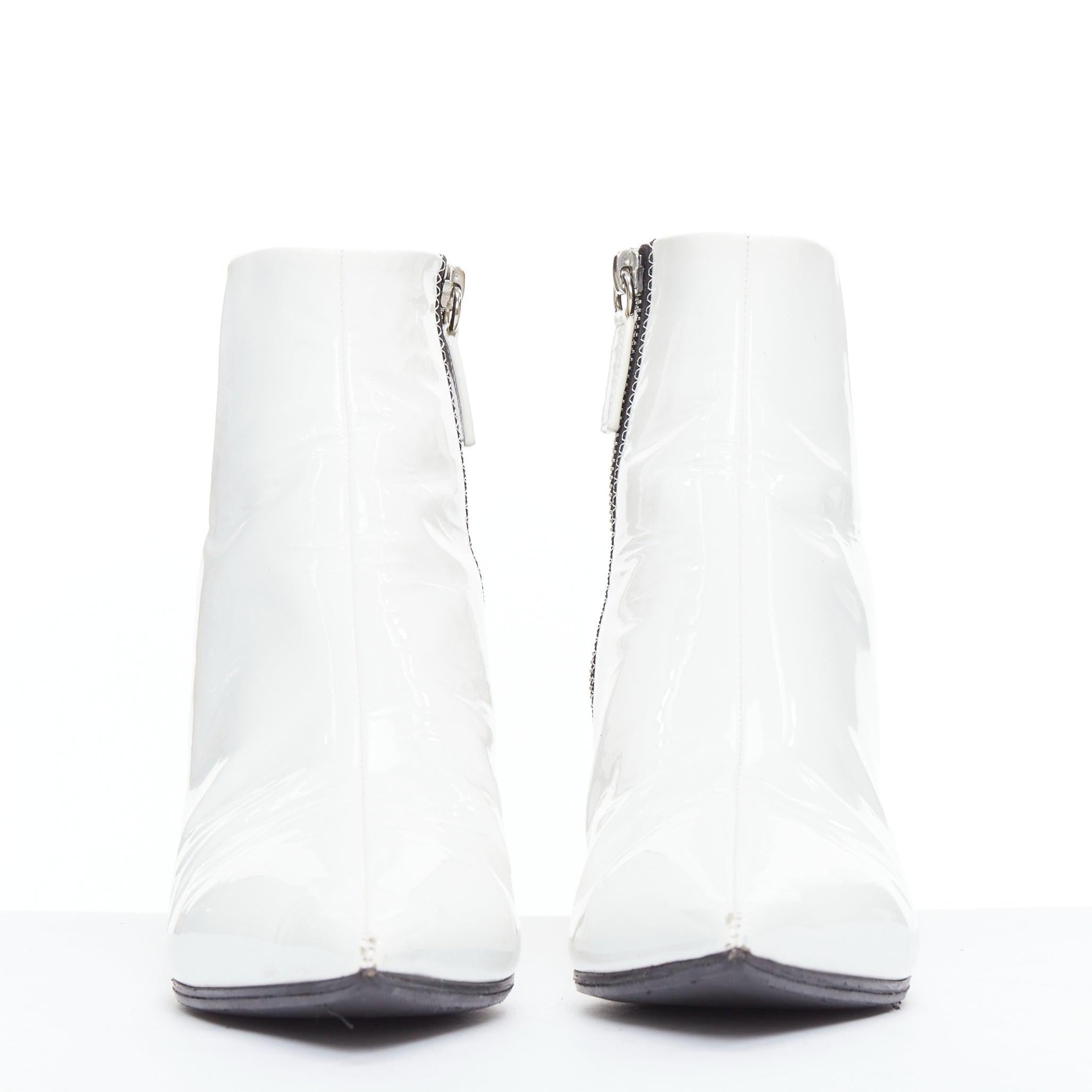 Silver ALCHIMIA DI BALLIN side striped patent leather silver kitten booties EU38.5 For Sale