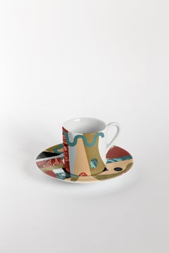 Alchimie, Coffee Set with Six Contemporary Porcelains with Decorative Design