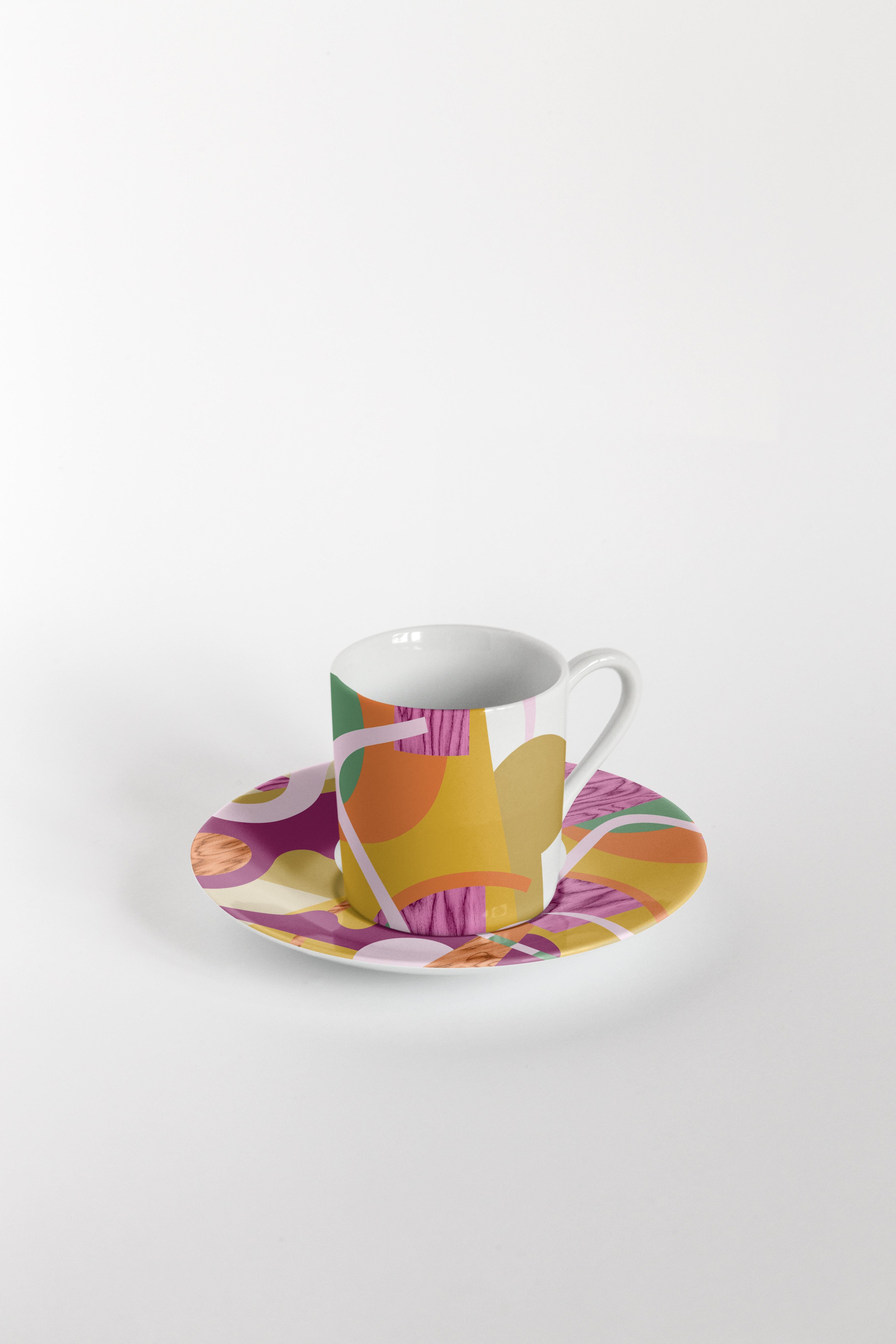 XXIe siècle et contemporain Alchimie, service à café avec six porcelaines contemporaines avec design décoratif en vente